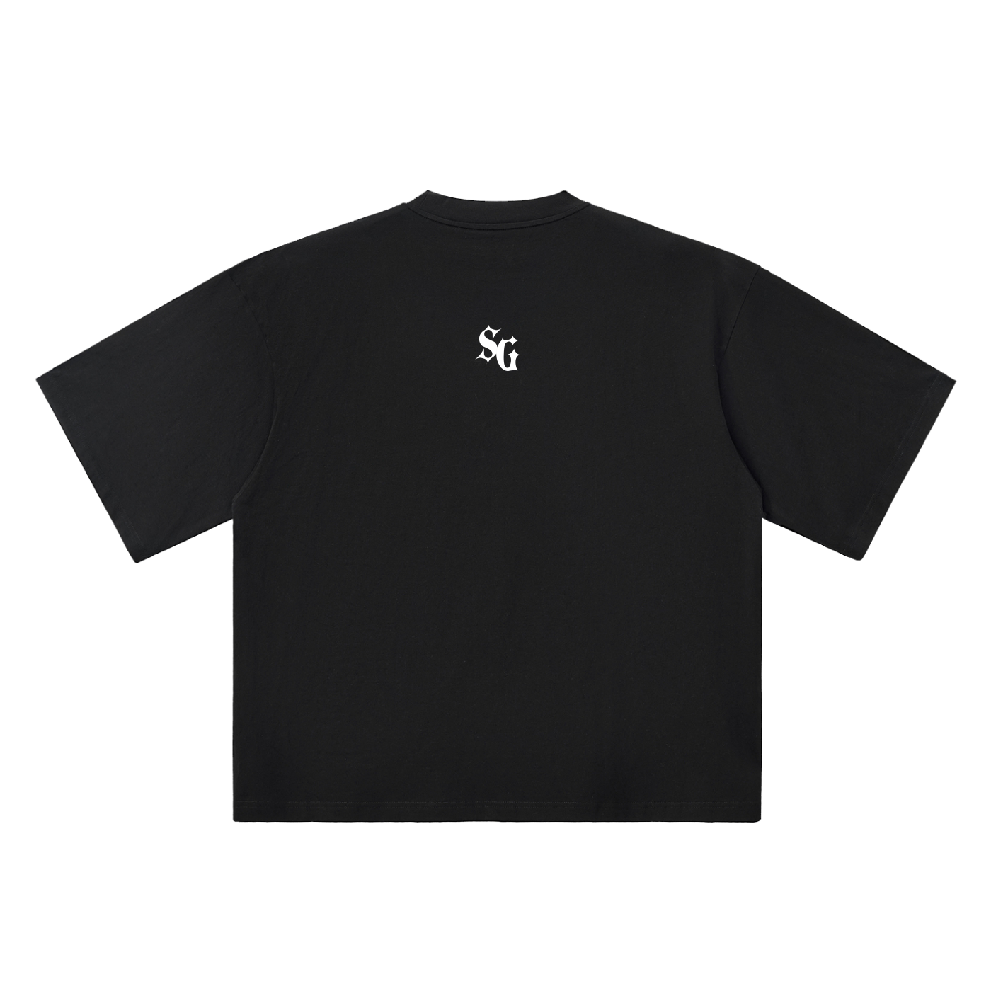Black t-shirt on a white background