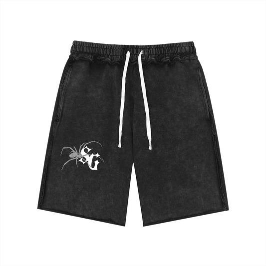 Unisex Mineral Wash Raw Edge Shorts